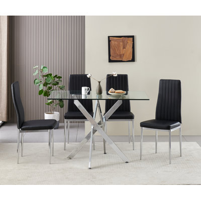 Rexel Dining Table + 4 Monza Chairs Greypu