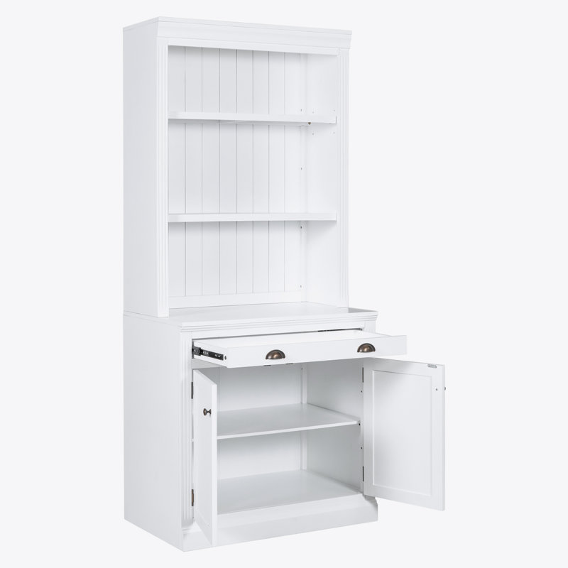 83.4"Tall Bookshelf Suite, Modern Bookcase Suite with LED Lighting,Doors and Drawers,2-Piece Set Storage Bookcase with Open Shelves
