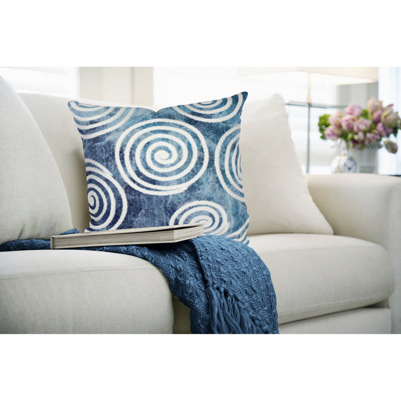 Visions IV Throw Square Indoor / Outdoor Pillow, Blue