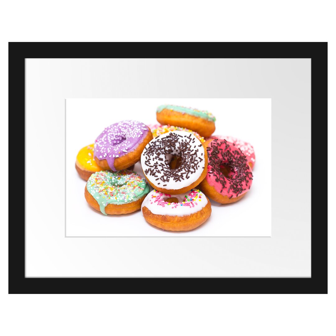 Gerahmtes Poster Leckere bunte Donuts