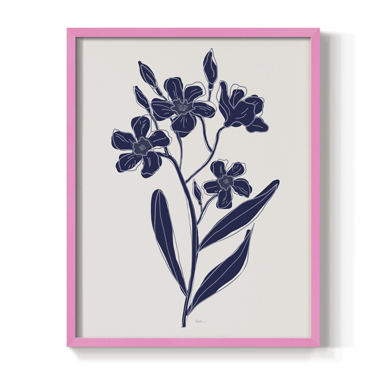 Indigo Botanical Study II, reproduction encadrée - bois massif, H 30 po x l 24 po, Rose
