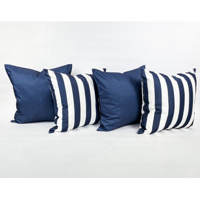 Solid and Stripe Outdoor Accent Pillow Cover Set
