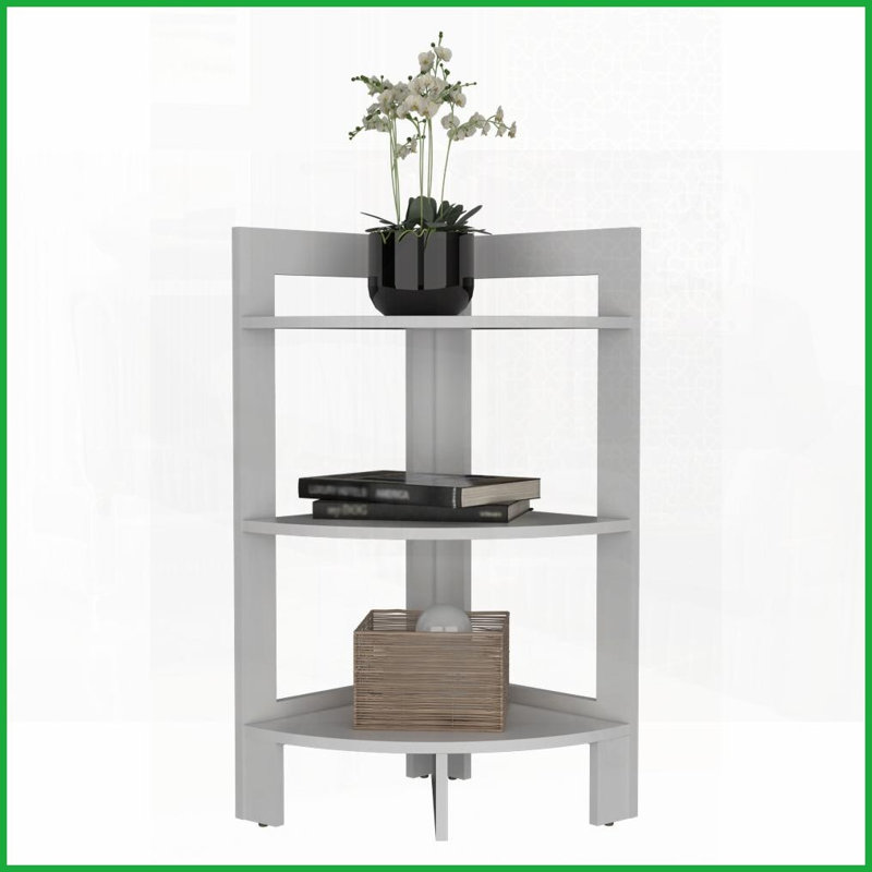 Table basse d'angle compacte à 3 niveaux avec plateau - polyvalente pour les petits espaces, durable, Blanc, Blanc