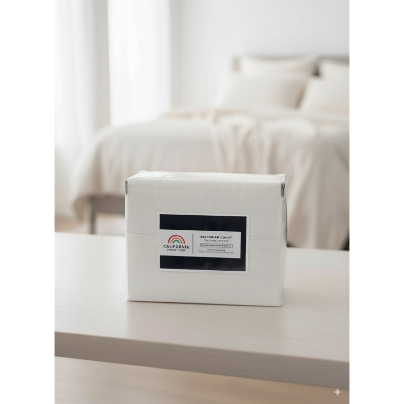 Rug Branch California Cotton Club 4 PC King Sheet Set – 600 Thread Count, 100% Long-Staple Cotton, Fits Thick Mattresses, Soft Sateen Weave, Breathable, Durable, Machine Washable – White