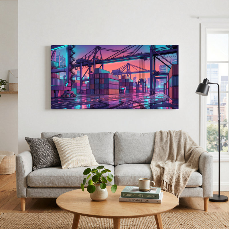 Ensemble de 1 tableau sur toile Neon Port, 40“W x 20”H, Toile tendue