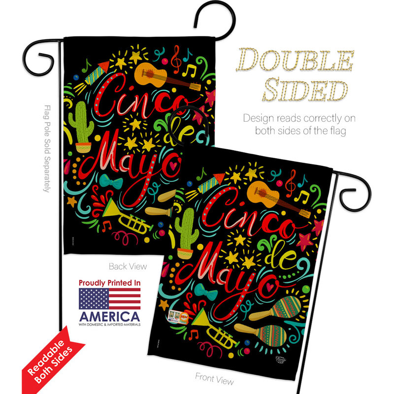 Double Sided 222'' H x 156'' W Polyester Cinco De Mayo Flag Set