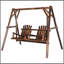 Balancelle en bois avec support, balancelle de patio 2 places avec table centrale