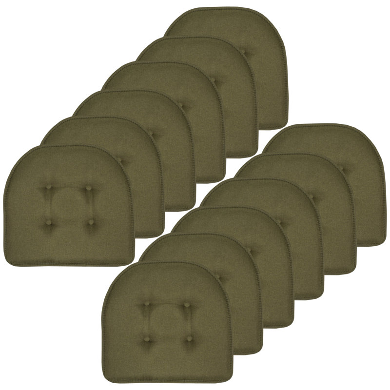 Solid U-Shaped Non-Slip Indoor Chair Cushion, Army Green, 12