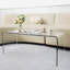 Table basse à cascade rectangulaire en acrylique 39,25 pouces, style minimaliste moderne transparent, base de dalle de 15 mm d'épaisseur