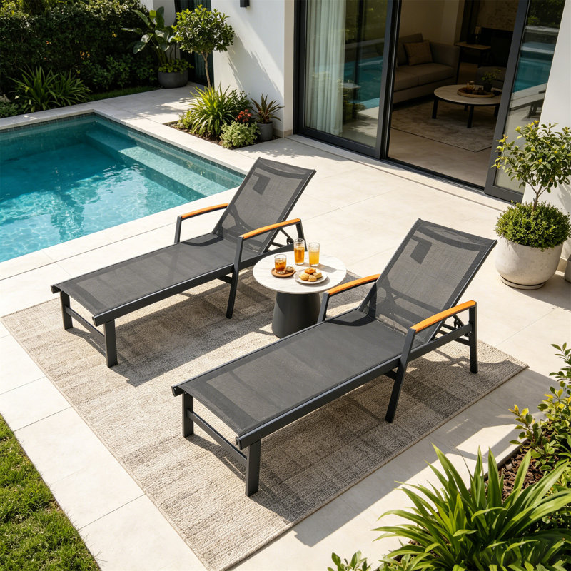 OAXTON CHAISE LOUNGE (Set Of 2), Black