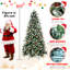 Arbre de Noël de 4 pi avec 747 pointes, baies rouges réalistes et pin naturel, branches pe + neige pour un environnement givré, structure à charnières à installation rapide et simple, métal solide et bien fixé