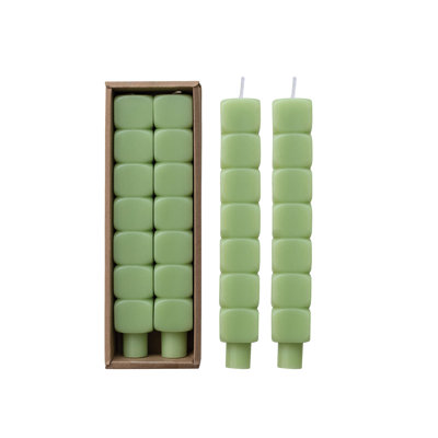 2-Piece Stacked Blocks Shaped Unscented Taper Candles