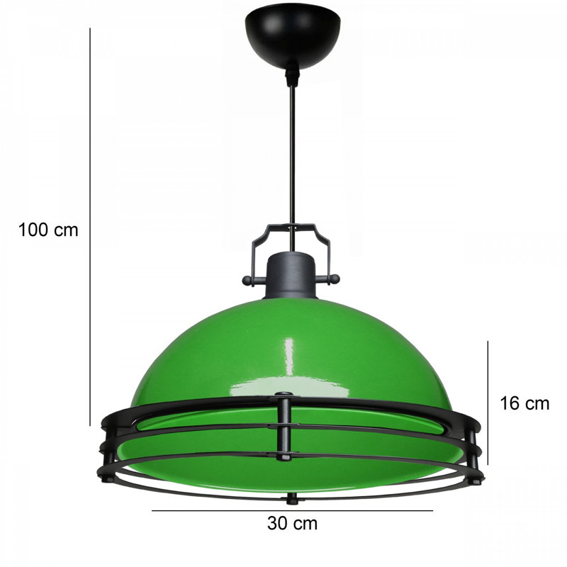 Lustre élégant en métal vert, 11,8 po de diamètre et 6,3 po de hauteur | Fabrication 100% métal, douille E27 (40 W maximum) | Idéal pour la salle à manger, le salon et le vestibule | Luminaire élégant et durable