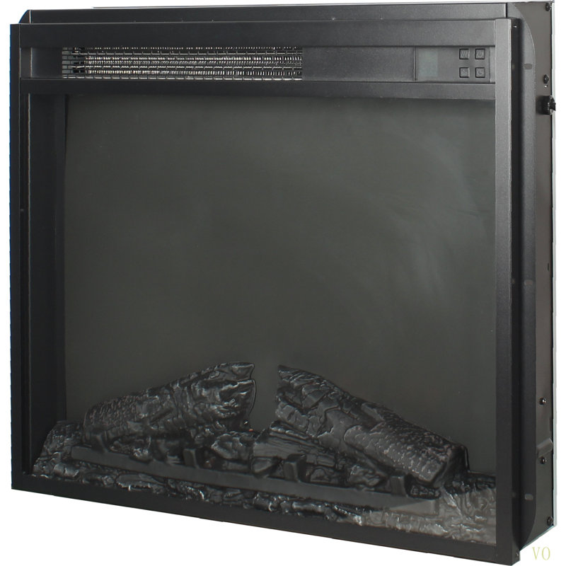 Foyer électrique encastrable 23 po, radiateur ultra-mince avec ensemble de bûches et flamme réaliste, télécommande avec minuterie, protection contre la surchauffe