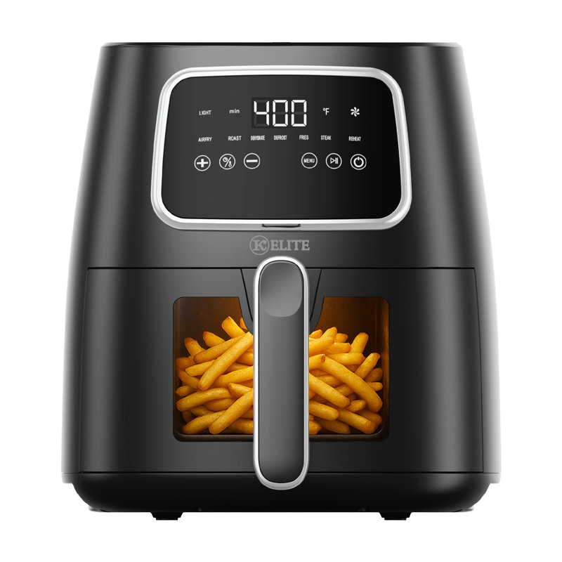 Kitchen Elite 5,5 pte Friteuse à air numérique, cuisinière de comptoir avec écran DEL, noir, Noir