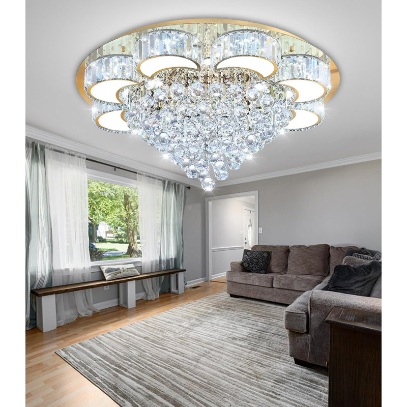 Glam Dimmable Crystal Chandelier, Gold