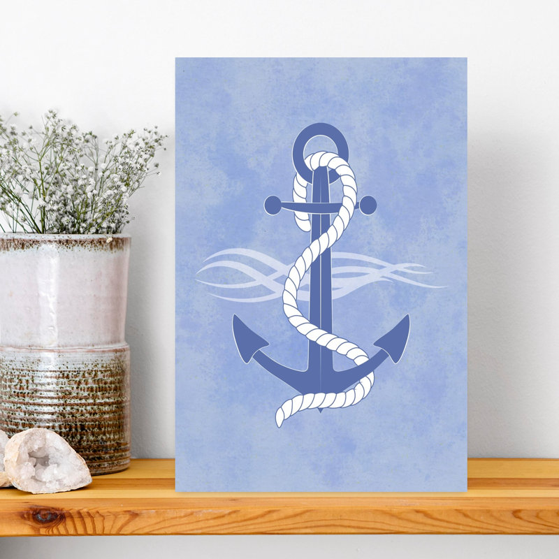 Art nautique, ancre nautique et corde, océan côtier, H 18 po x l 12 po