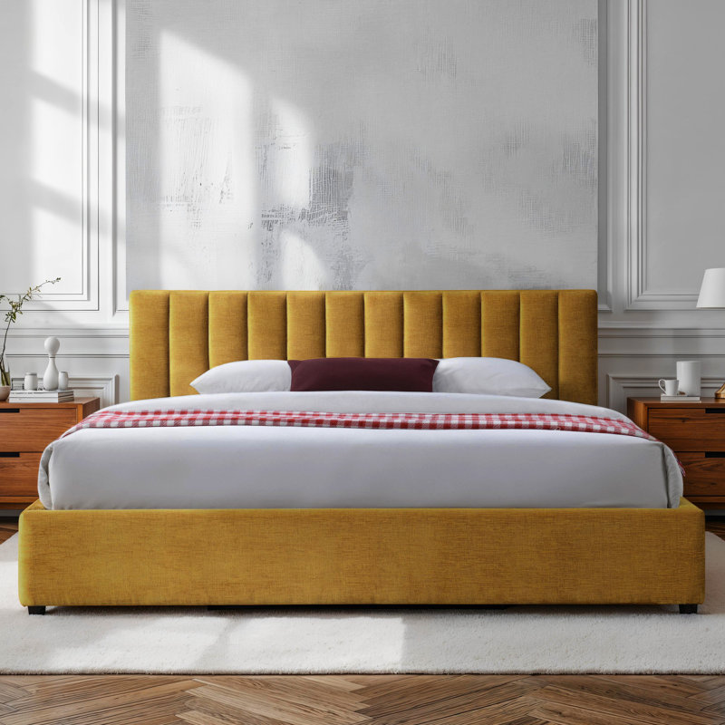 Lit plateforme tapissier Petillo Jaxon, Grand, Blanc