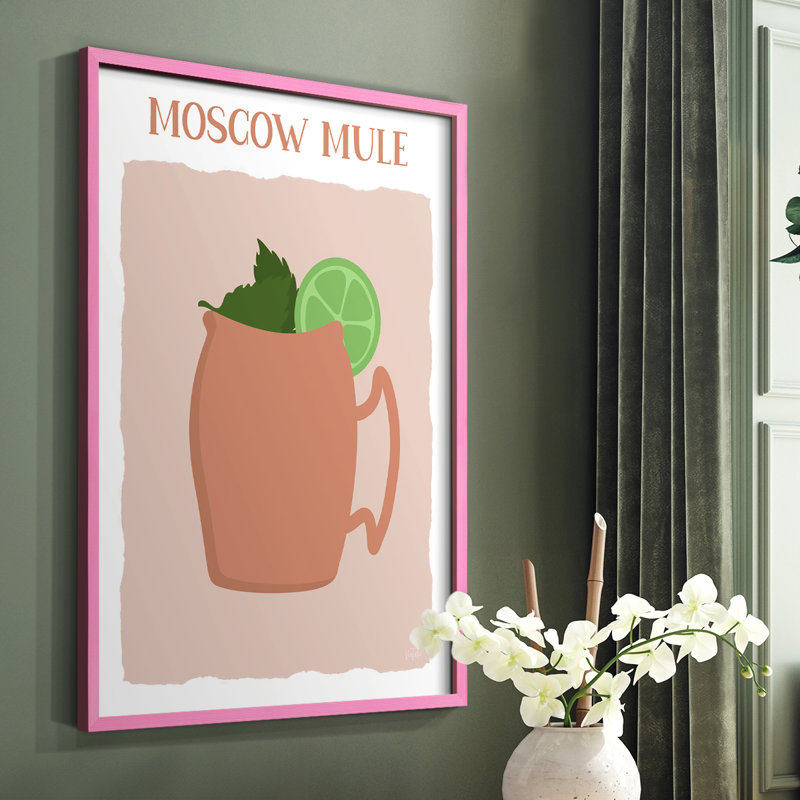 Moscow Mule, reproduction encadrée - bois massif, Rose, H 10 po x l 8 po