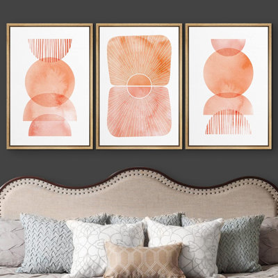 Linear Geometry " Boho Watercolor Polygon Variety Abstract Shapes " 3 - Pieces