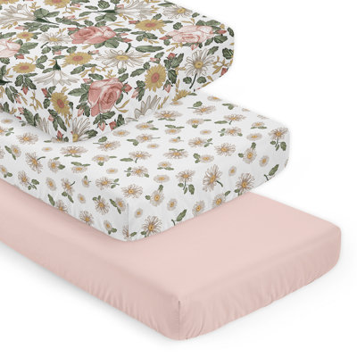 Vintage Floral 3 Pack Fitted Crib Sheets by Sweet Jojo Designs