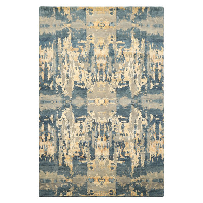 Tapis moderne et contemporain tibétain gris en laine noué à la main 6 x 9 pi 1 po