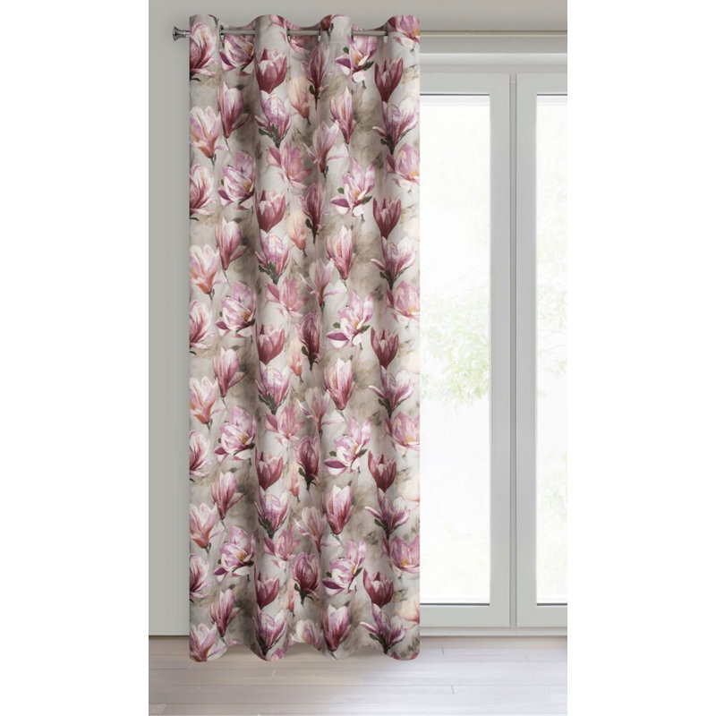 Lari Polyester Room Darkening Eyelet Curtain Panel, Pink