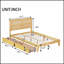 Tête de lit en rotin avec deux tiroirs de rangement, structure en bois d'hévéa durable et support amélioré-1168738296
