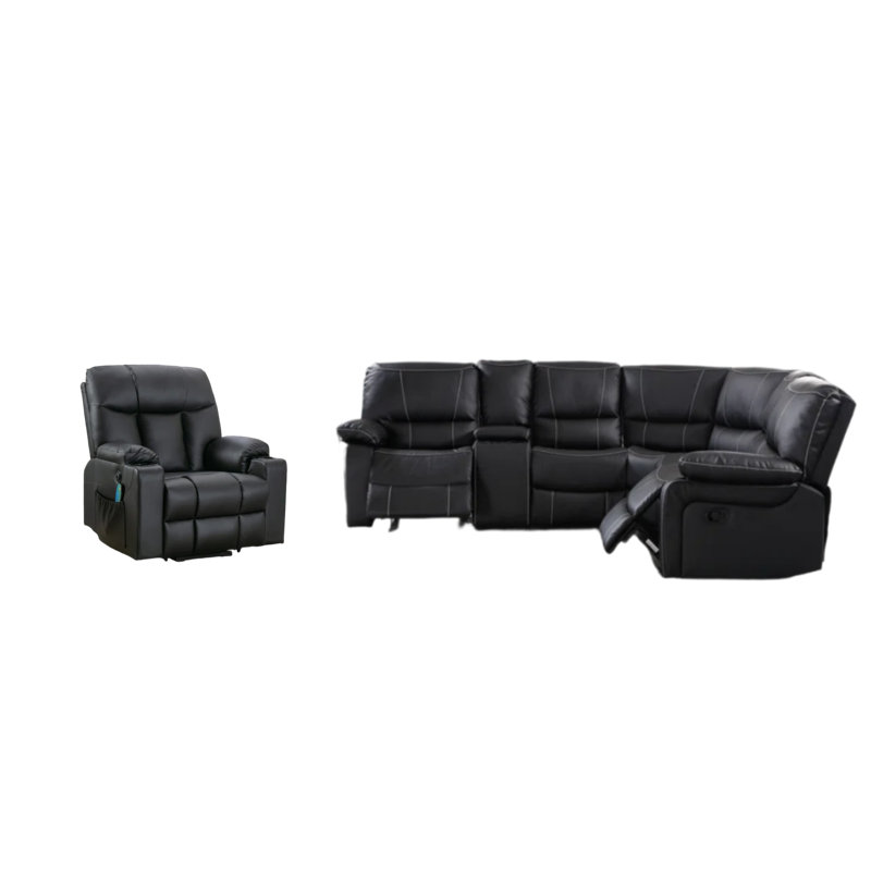 Ensemble de salon de coin 8 pièces avec fauteuil inclinable électrique lève-personne, avec rangement et porte-gobelets