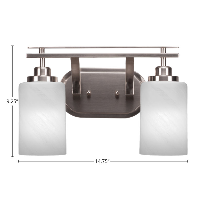 Barre d'éclairage de salle de bain 2 lumières Neylin avec verre de 4 po, Blanc, Blanc