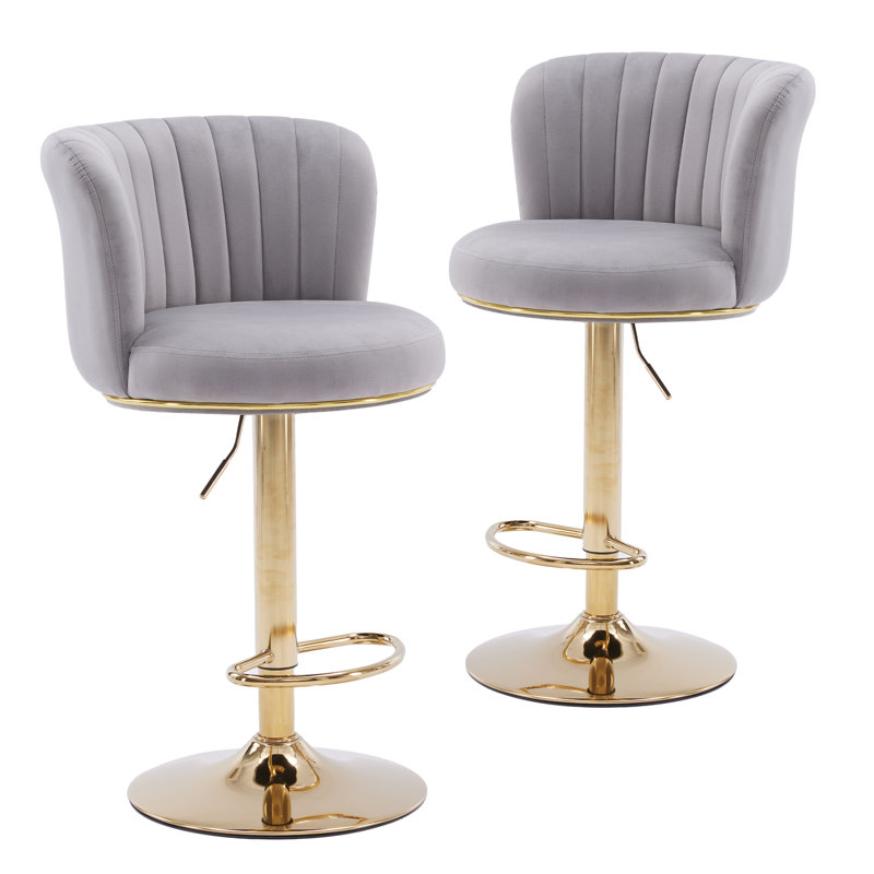 Tabouret de comptoir rembourré à hauteur ajustable, Gris