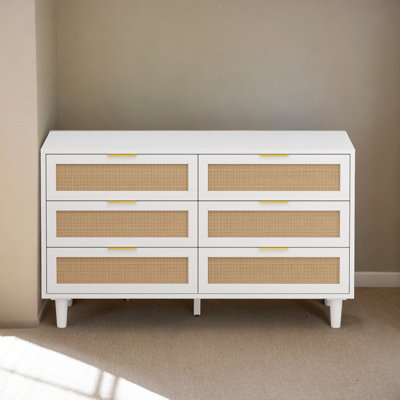 Armoire de rangement en rotin 6 tiroirs