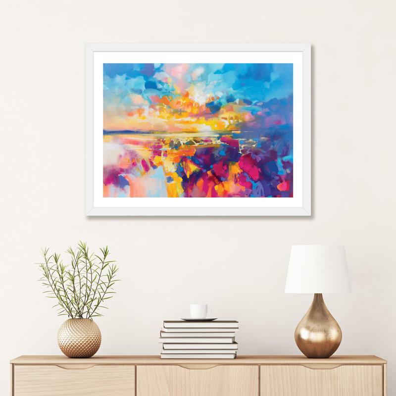 «Acoustique couleur I» par Scott Naismith - reproduction d'art, H 24 po x l 32 po x P 1 po, Papier encadré blanc