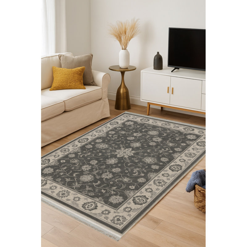 Tapis gris tissé traditionnel Mosso, 2'6" x 4'11"