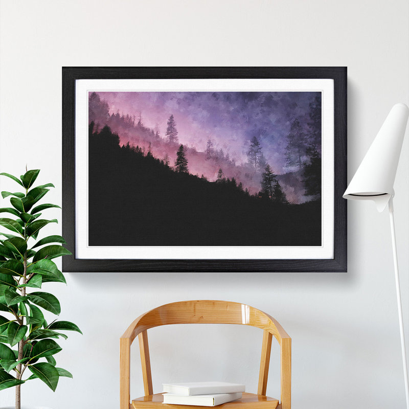 Purple Forest - Framed Print, 48cm H x 65cm W x 2cm D, Black Framed