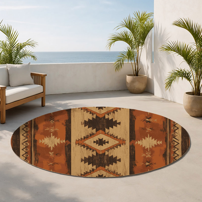 Tapis intérieur et extérieur Painted Cliff, Rond 5 pi