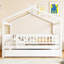 Lit double en bois avec lit gigogne simple, blanc-789874630-789874631