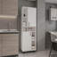 Garde-manger Bryce avec deux portes et plusieurs compartiments de rangement, blanc