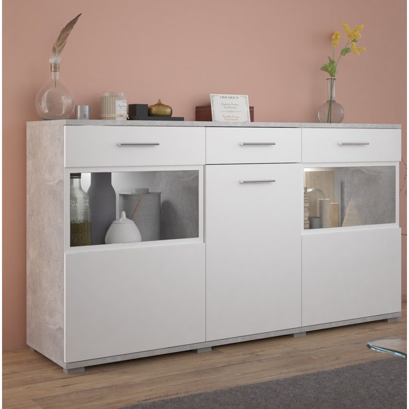 Renee 154 Cm Wide One Drawer Sideboard, Grey/White