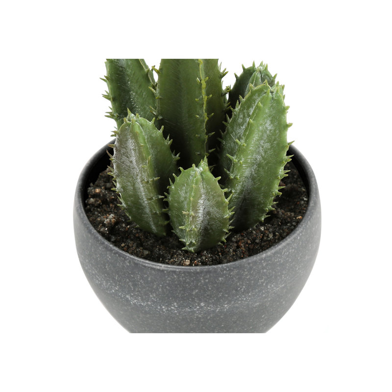 Set of 3 Green Faux Succulent Plants in Gray Pots