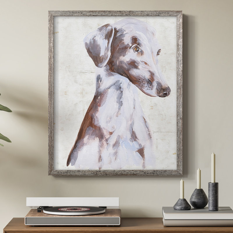 «Sitting Dog II», reproduction encadrée - bois massif, H 15 po x l 12 po