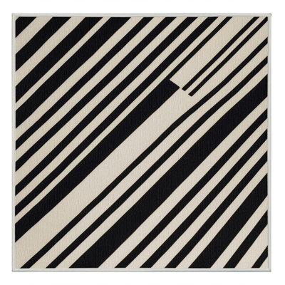  Tapis lavable rayé noir et blanc