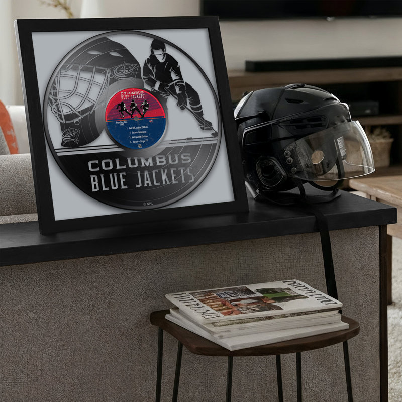 Disque vinyle des Blue Jackets de Columbus (NHL), impression encadrée 13" x 13"., NHL Columbus Blue Jackets