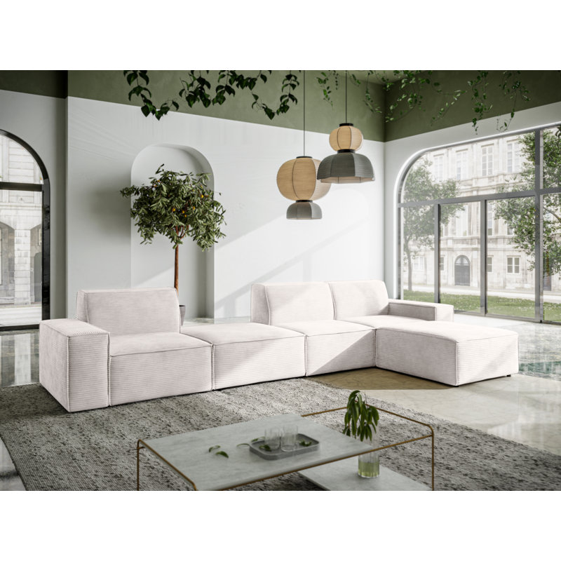 Burkittsville 5 Seater Corner Sofa , Right Hand Facing, Dirty White