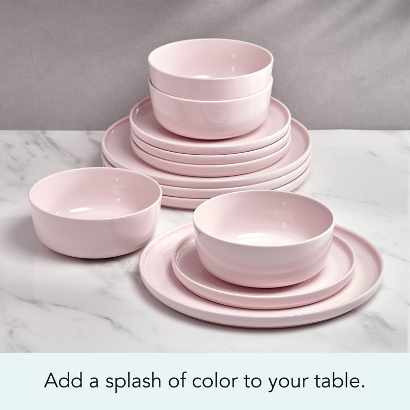 Madison Pink 12-Pc Dinnerware Set, Service For 4, Bone China