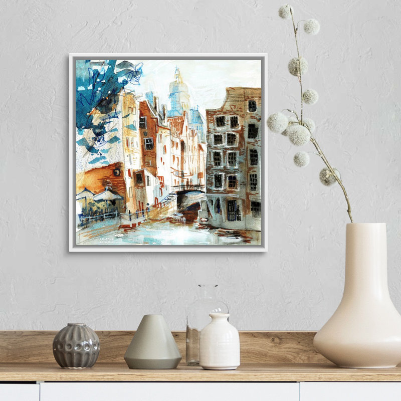 Amsterdam-Armbrug par Eleanor Doughty-reproduction d’art sur toile, H 18 po x l 18 po x P 1,75 po, Cadre blanc