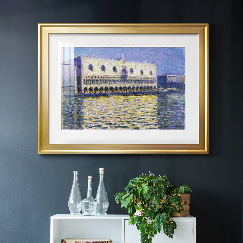 Monet, impression sur papier encadrée, Or, H 27 po x l 39 po x P 1,5 po