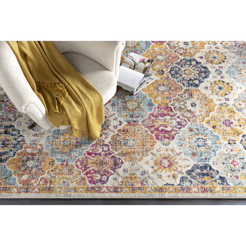Sterne Machine Woven Beige/Blue/Orange/Pink/Teal/Yellow Indoor Rug, Rectangle 140 x 200 cm