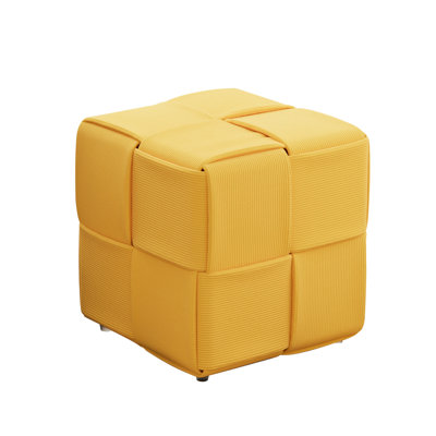 Tabouret carré en velours côtelé jaune, confortable pour une utilisation comme meuble-lavabo à haute résilience et structure stable, doux au toucher, mousse, repose-pieds idéal ou aucune installation requise