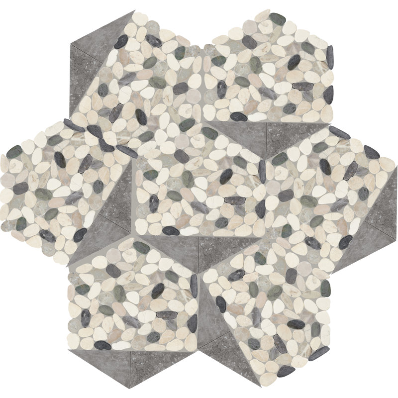 Mosaïque de galets en pierre naturelle Daltile Pebble Oasis 11 po x 10 po (17 pièces par carton), Port